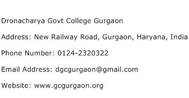 Dronacharya Govt College Gurgaon Address Contact Number