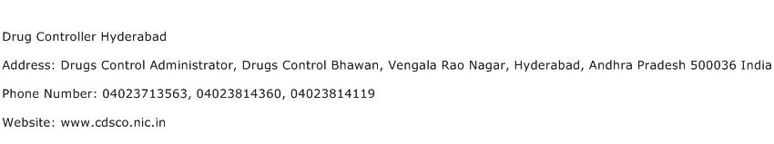 Drug Controller Hyderabad Address Contact Number