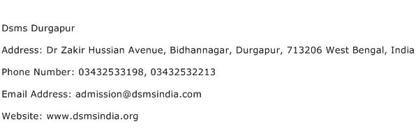 Dsms Durgapur Address Contact Number
