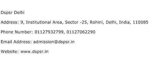 Dspsr Delhi Address Contact Number