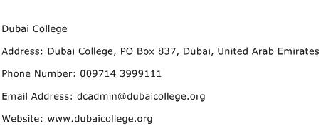 Dubai College Address Contact Number