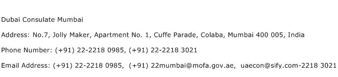 Dubai Consulate Mumbai Address Contact Number