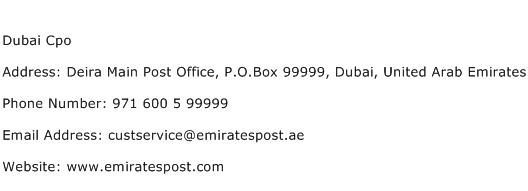 Dubai Cpo Address Contact Number