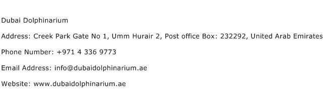 Dubai Dolphinarium Address Contact Number