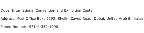 Dubai International Convention and Exhibition Center Address Contact Number