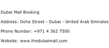 Dubai Mall Booking Address Contact Number