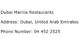 Dubai Marina Restaurants Address Contact Number