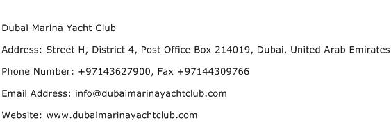 Dubai Marina Yacht Club Address Contact Number
