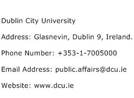 Dublin City University Address Contact Number