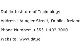 Dublin Institute of Technology Address Contact Number