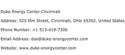 Duke Energy Center Cincinnati Address Contact Number