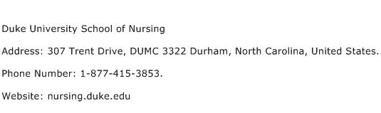 Duke University School of Nursing Address Contact Number