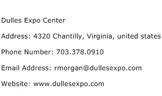 Dulles Expo Center Address Contact Number