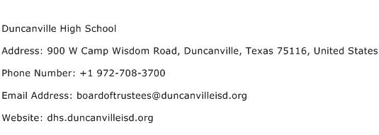 Duncanville High School Address Contact Number