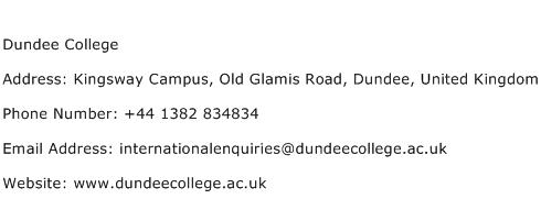 Dundee College Address Contact Number