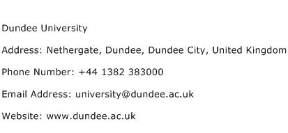 Dundee University Address Contact Number