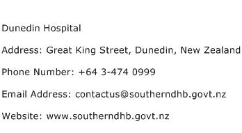 Dunedin Hospital Address Contact Number