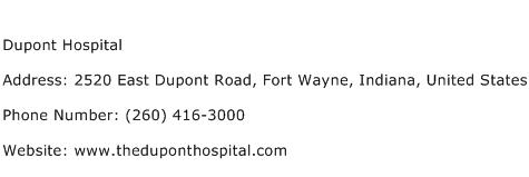 Dupont Hospital Address Contact Number