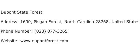 Dupont State Forest Address Contact Number