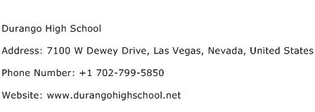 Durango High School Address Contact Number