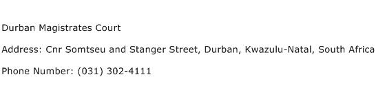 Durban Magistrates Court Address Contact Number