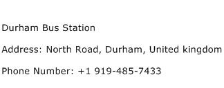 Durham Bus Station Address Contact Number