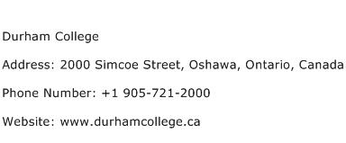 Durham College Address Contact Number