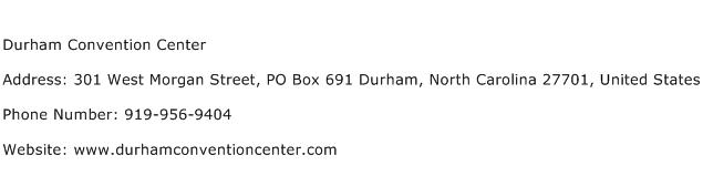 Durham Convention Center Address Contact Number