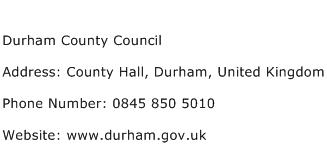 Durham County Council Address Contact Number