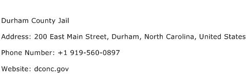 Durham County Jail Address Contact Number