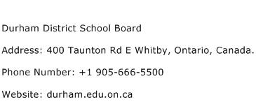 Durham District School Board Address Contact Number