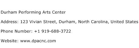 Durham Performing Arts Center Address Contact Number