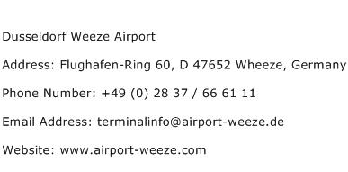 Dusseldorf Weeze Airport Address Contact Number