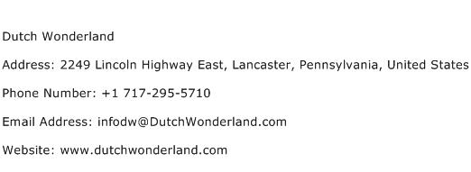 Dutch Wonderland Address Contact Number