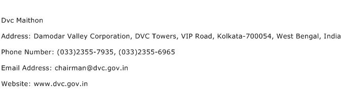 Dvc Maithon Address Contact Number