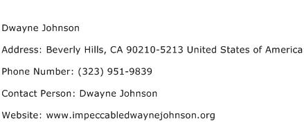 Dwayne Johnson Address Contact Number