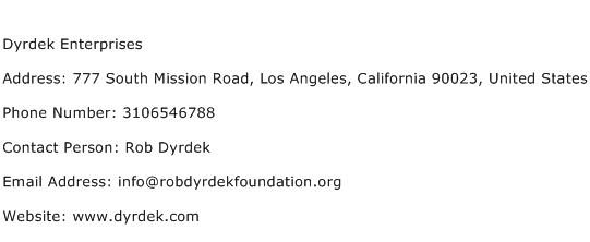 Dyrdek Enterprises Address Contact Number