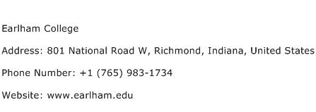 Earlham College Address Contact Number