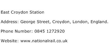East Croydon Station Address Contact Number