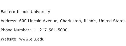 Eastern Illinois University Address Contact Number