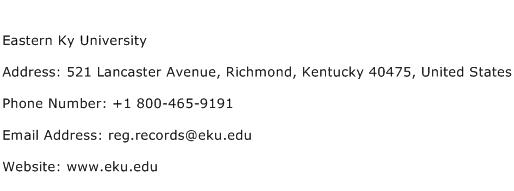 Eastern Ky University Address Contact Number