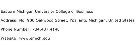 Eastern Michigan University College of Business Address Contact Number