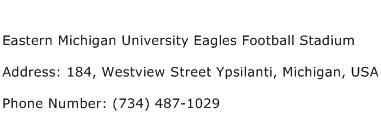 Eastern Michigan University Eagles Football Stadium Address Contact Number