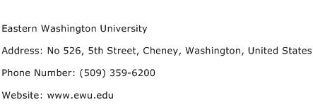 Eastern Washington University Address Contact Number