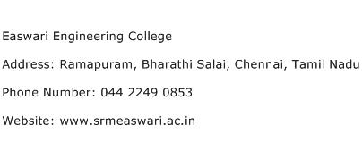 Easwari Engineering College Address Contact Number