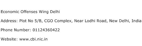 Economic Offenses Wing Delhi Address Contact Number