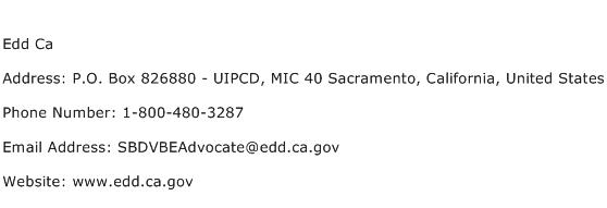 Edd Ca Address, Contact Number of Edd Ca