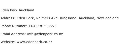 Eden Park Auckland Address Contact Number