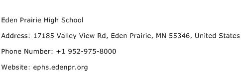 Eden Prairie High School Address Contact Number