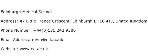 Edinburgh Medical School Address Contact Number